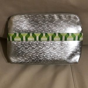 Large Silver Clinique Cosmetic Bag